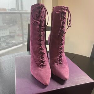 Zvelle - Elegant Suede Lace-Up Ankle Boots SIZE40.5